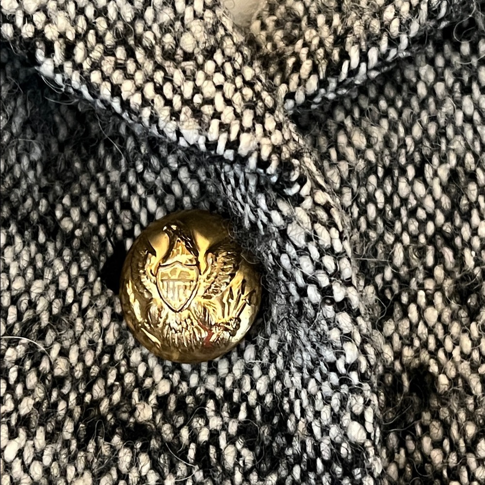 Smythe Contrast Collar Tweed Fitted Wool Blazer Grey and Black Sz 4 - Picture 2 of 11